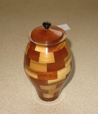 Segmented honey pot with honey dipper by Ken Akrill